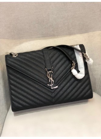  YSL MONOGRAMME BAG 31CM BLACK WITH SILVER CHAIN